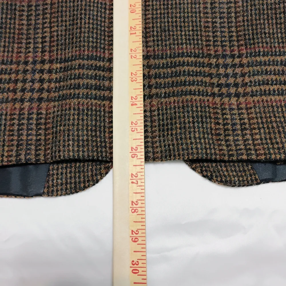 Men's Short Stature/Boys Husky John Weitz Vintage Brown Plaid Blazer - Picture 10 of 16